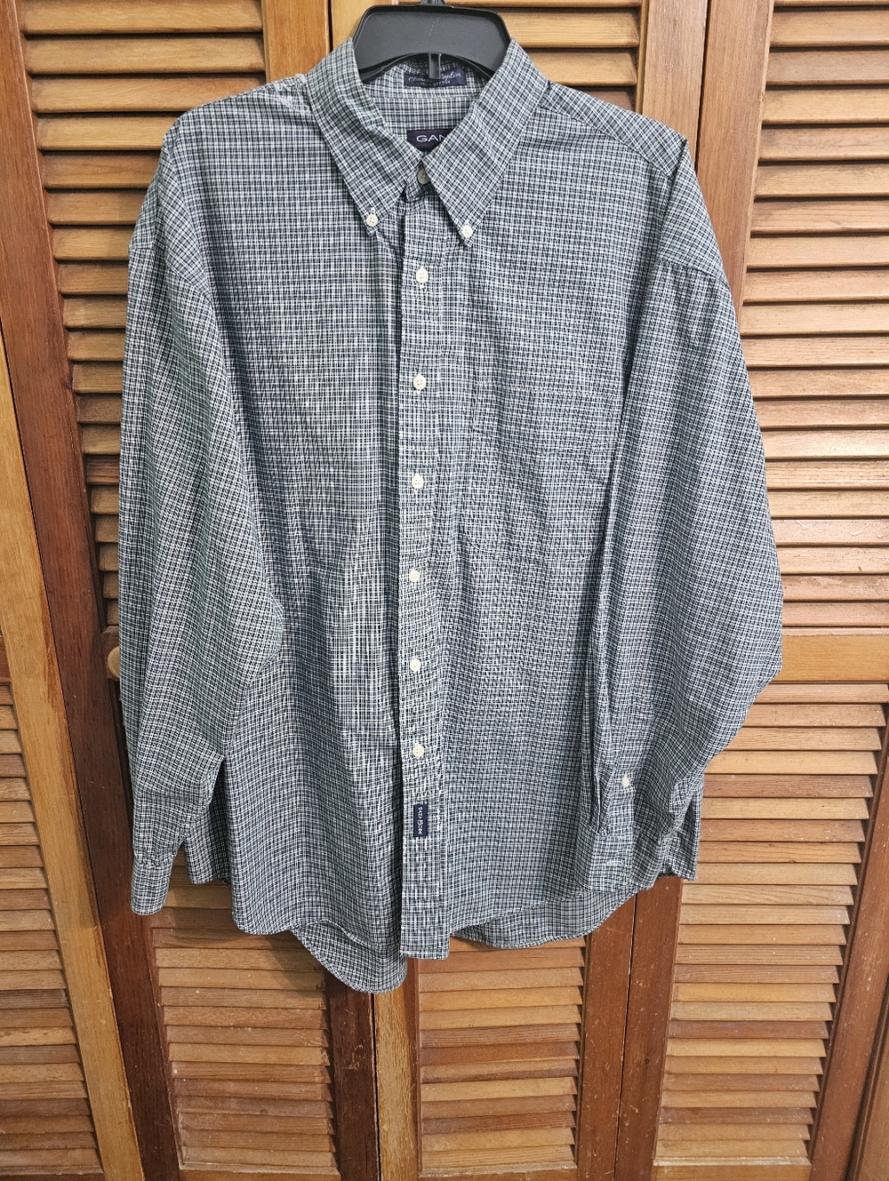 GANT Classic Poplin Plaid Button-Down Shirt – Men’s XL – 100% Cotton